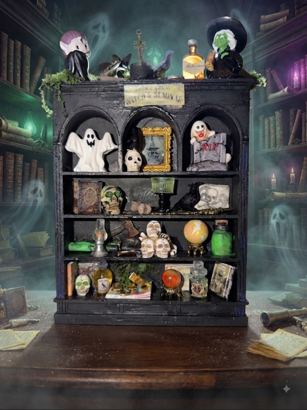 Halloween Mini Black Halloween Apothecary Shelf Decor - Spooky Home Wall Decor